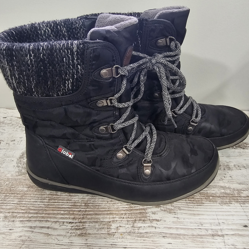 Global Win Black and Gray Winter Boots